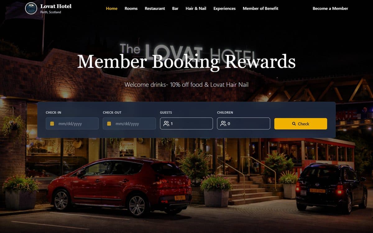 Lovat Hotel website homepage
